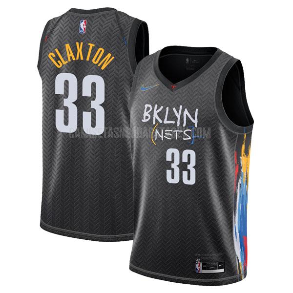 camiseta brooklyn nets de la nicolas claxton 33 hombres negro city edition 2020-21