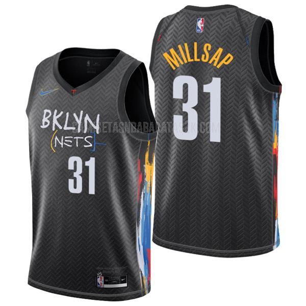 camiseta brooklyn nets de la paul millsap 31 hombres negro city edition