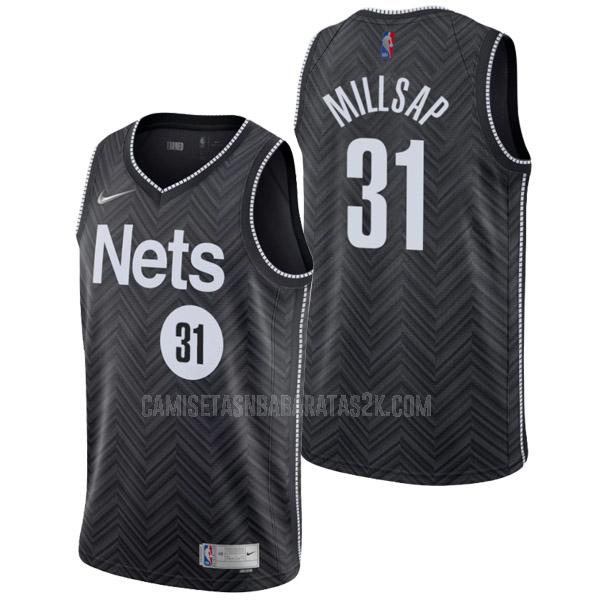 camiseta brooklyn nets de la paul millsap 31 hombres negro earned edition 2021-22