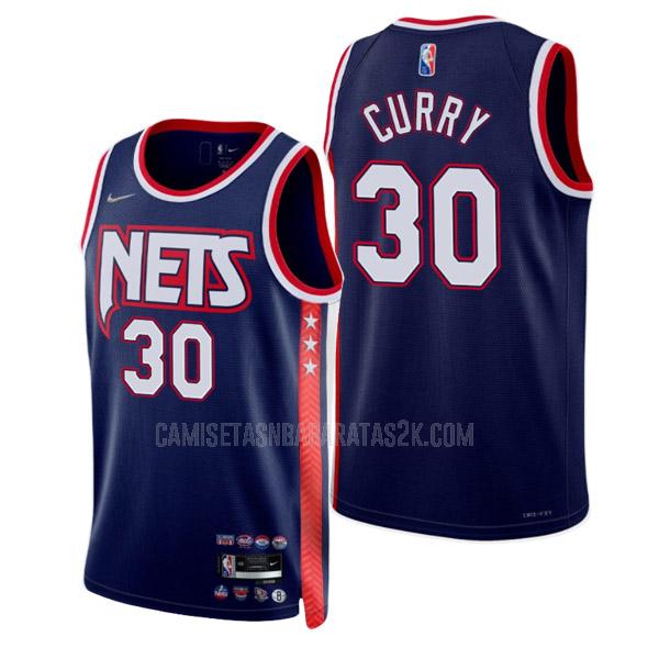 camiseta brooklyn nets de la seth curry 30 hombres azul city edition 2022