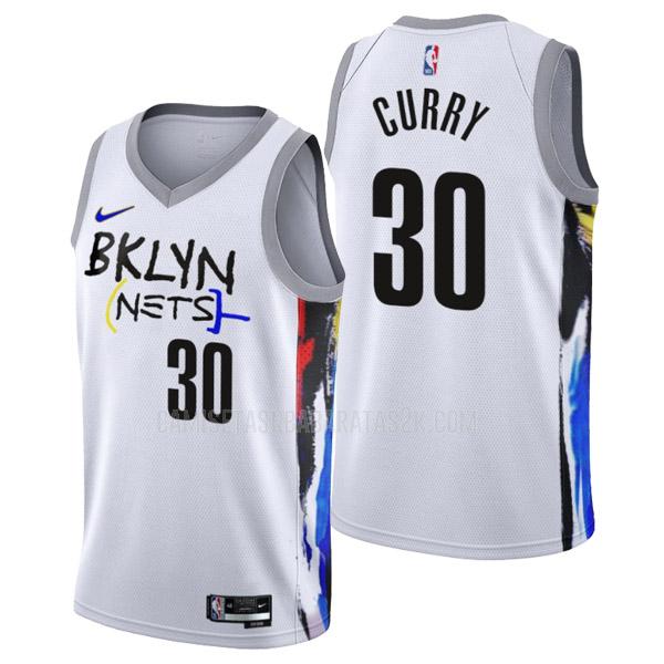 camiseta brooklyn nets de la seth curry 30 hombres blanca city edition 2022-23