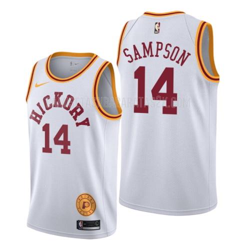 camiseta indiana pacers de la jakarr sampson 14 hombres blanco edición clásica 2019-20