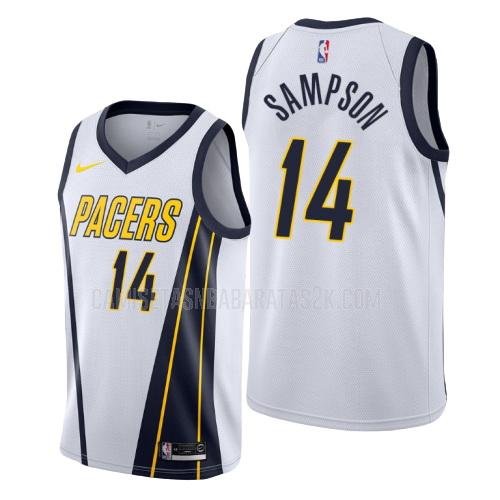 camiseta indiana pacers de la jakarr sampson 14 hombres blanco edición earned