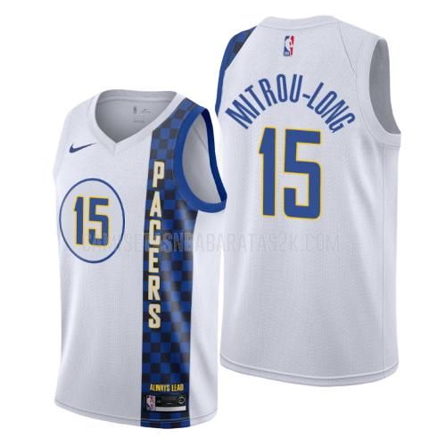 camiseta indiana pacers de la naz mitrou-long 15 hombres blanco edición city 2019-20