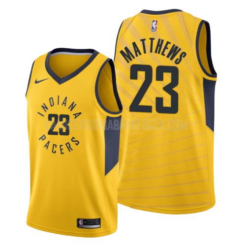 camiseta indiana pacers de la wesley matthews 23 hombres amarillo statement