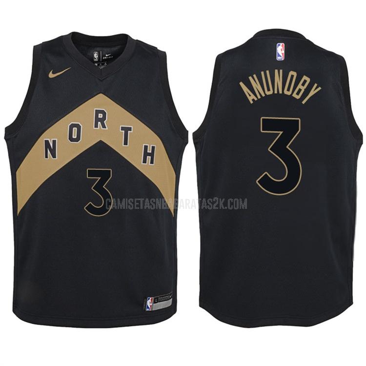 camiseta toronto raptors de la og anunoby 3 niños negro edición city 2017-18