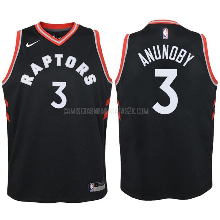 camiseta toronto raptors de la og anunoby 3 niños negro statement 2017-18